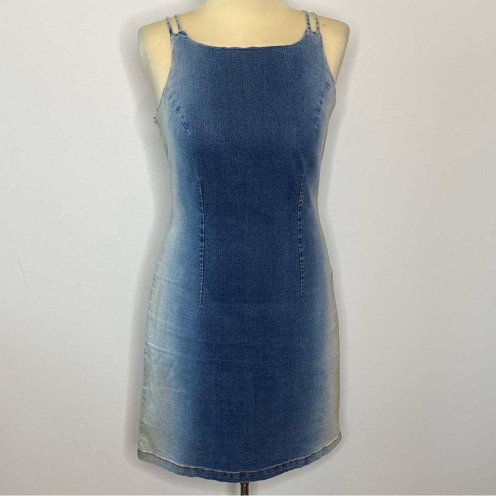 CDC Denim Silver Sparkle Dress Y2K